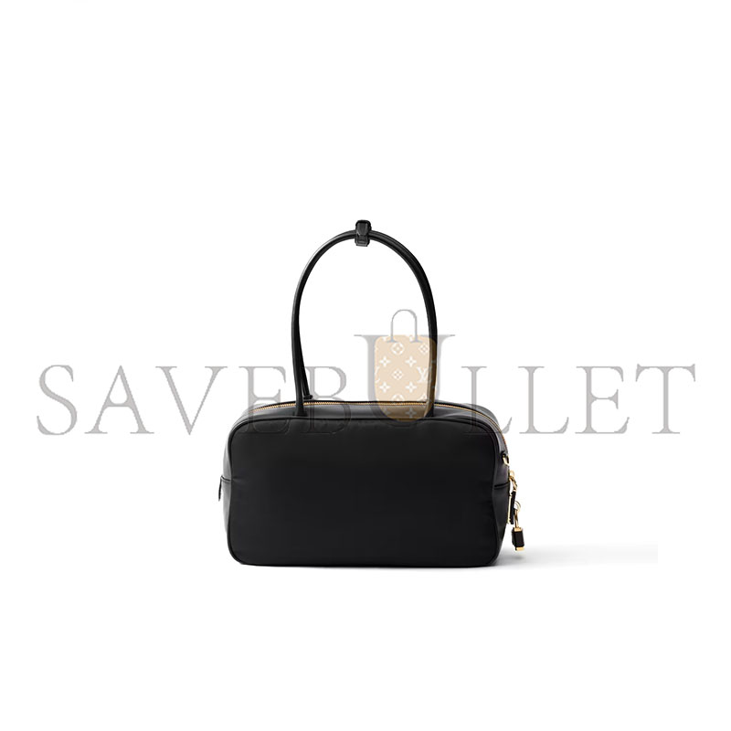 Pra*a re-nylon and leather medium top-handle bag with padlock 1bb132 (30*17.5*10cm)